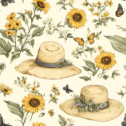 Sunhat Garden Pattern 19 Quilting Cotton Fabric