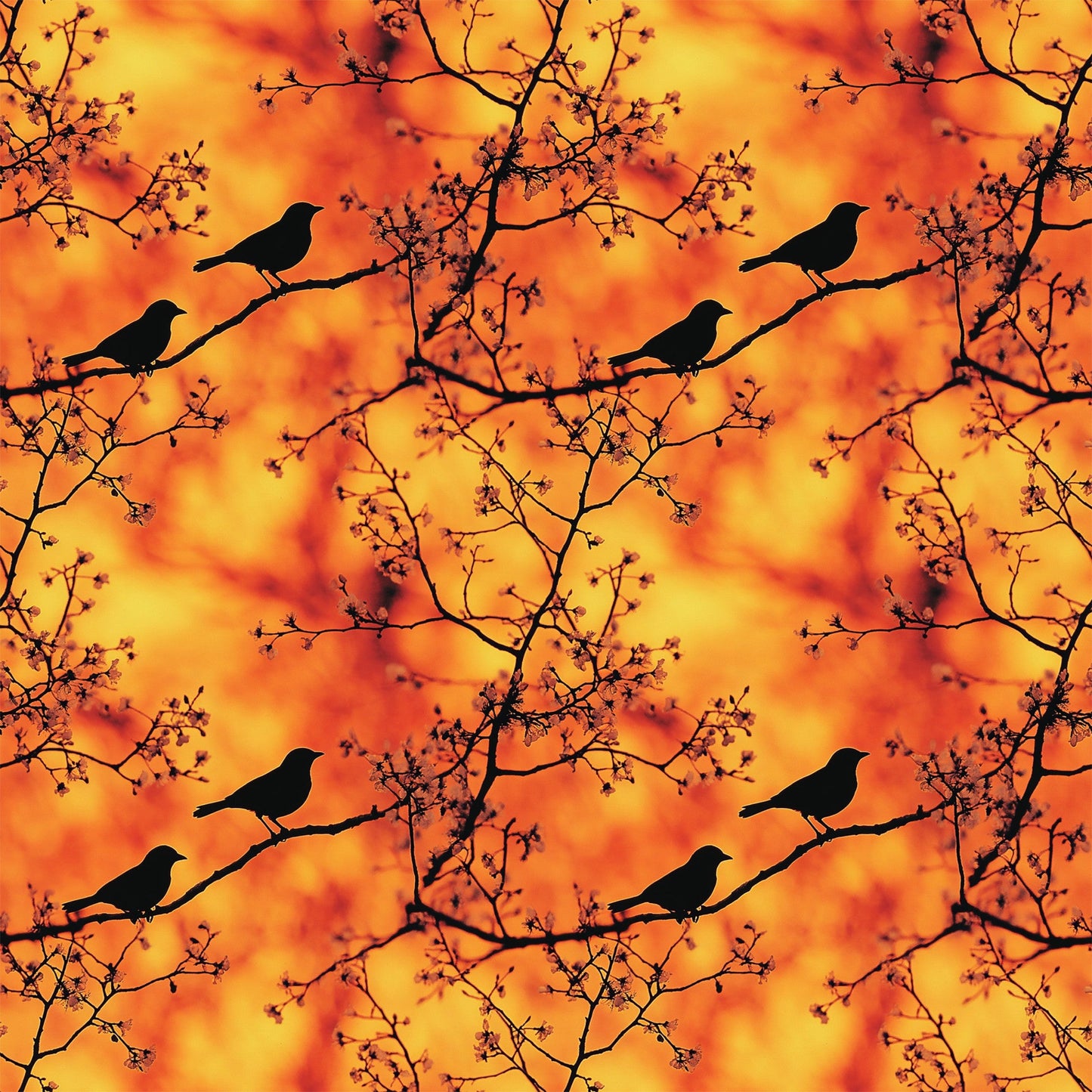 Sunset Bird Pattern 2 Quilting Cotton Fabric