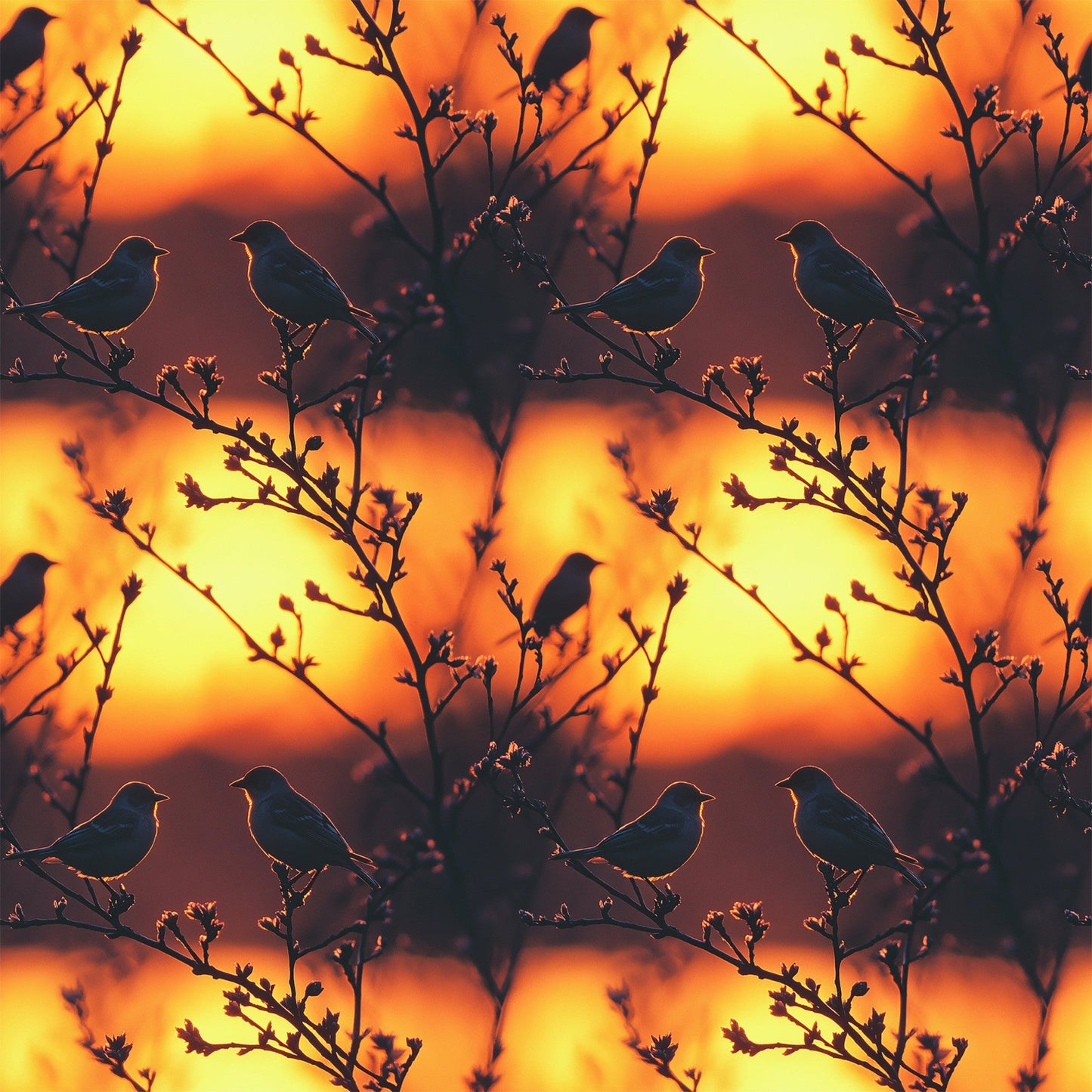 Sunset Bird Pattern 7 Quilting Cotton Fabric