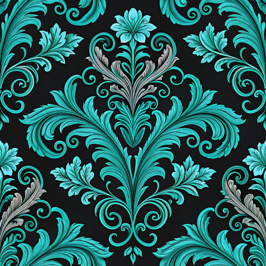 Turquoise Night Birds Pattern 14 Quilting Cotton Fabric