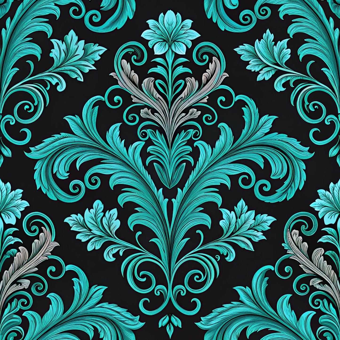 Turquoise Night Birds Pattern 14 Quilting Cotton Fabric