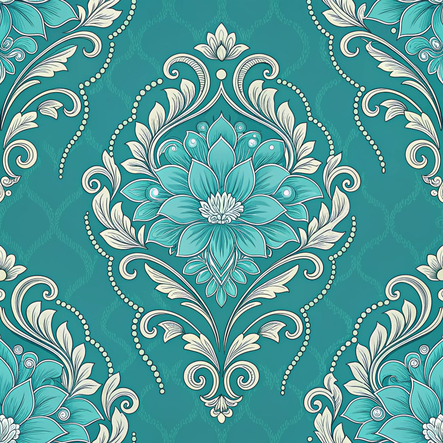 Turquoise Night Birds Pattern 8 Quilting Cotton Fabric