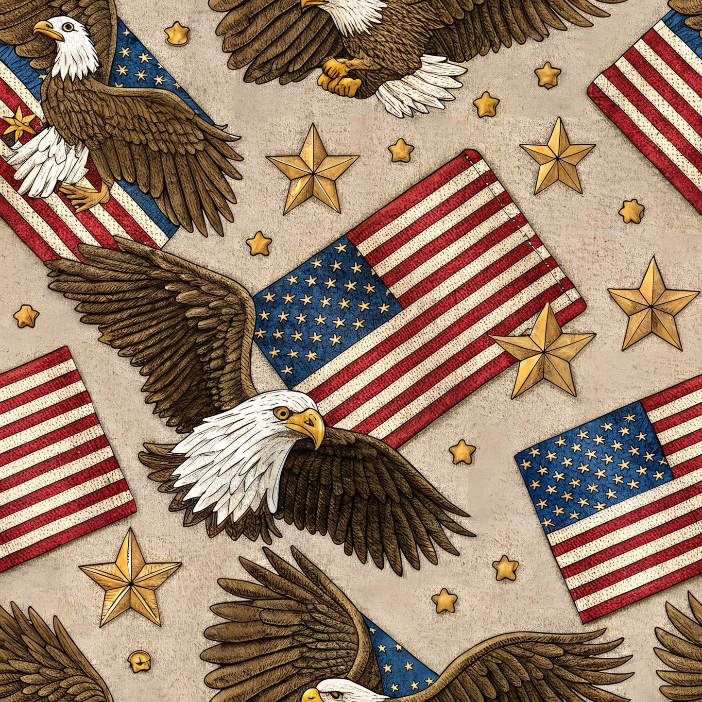 USA Heritage Emblems Pattern 10 Quilting Cotton Fabric