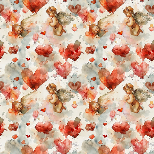 Valentines Cupids Pattern 12 Quilting Cotton Fabric