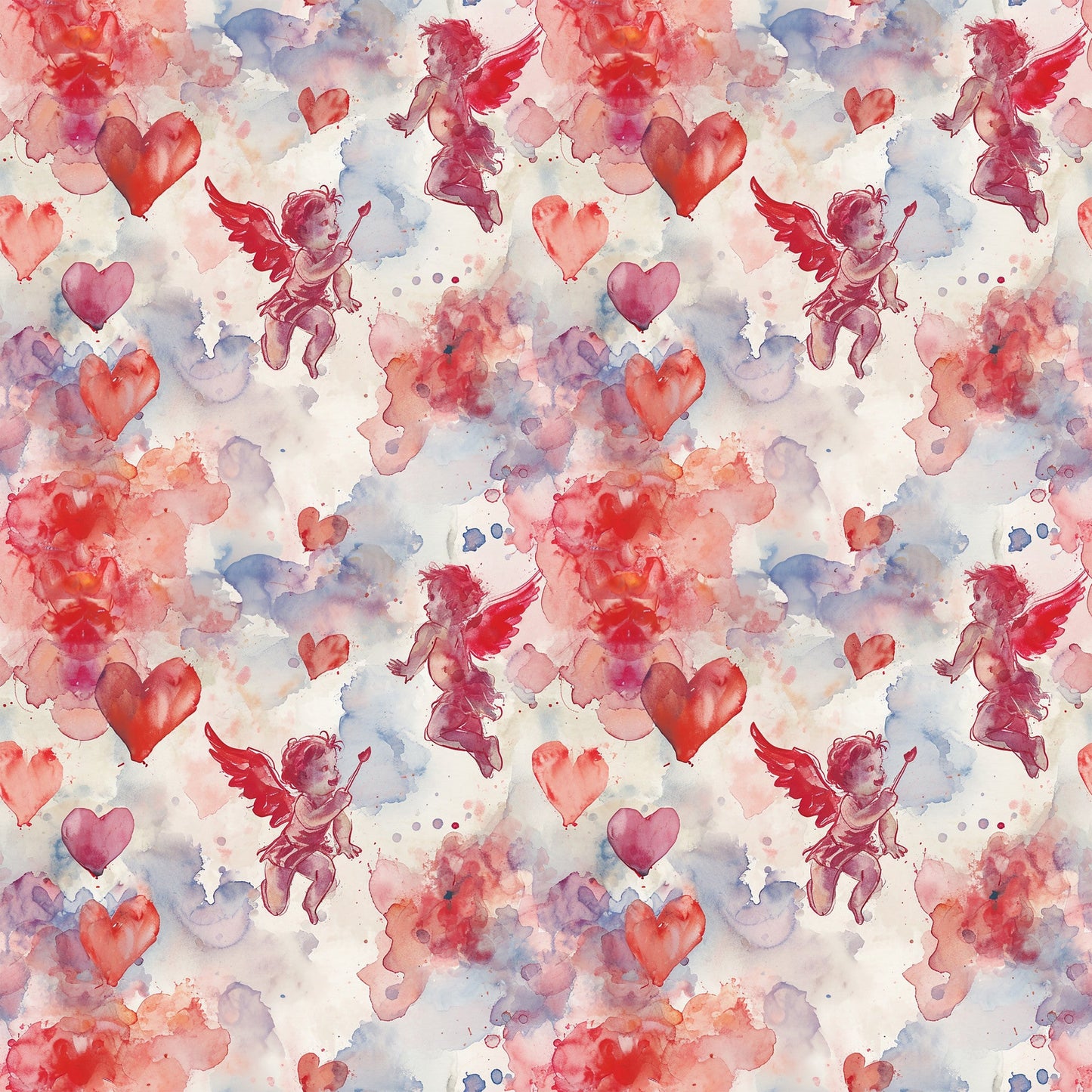 Valentines Cupids Pattern 3 Quilting Cotton Fabric