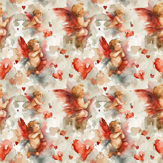 Valentines Cupids Pattern 5 Quilting Cotton Fabric