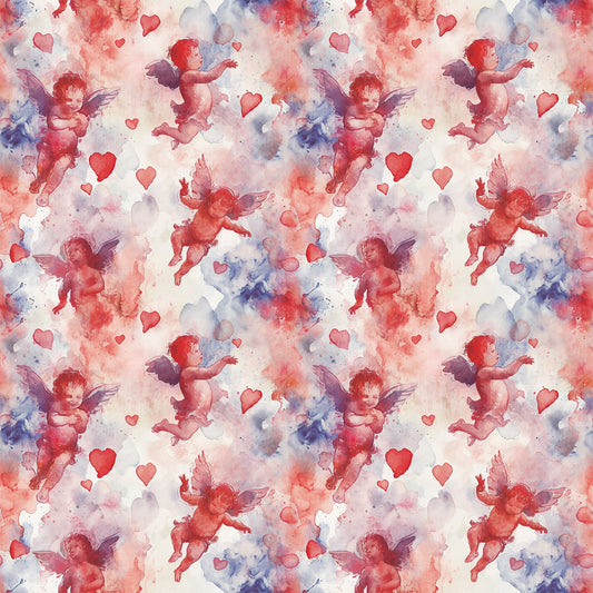 Valentines Cupids Pattern 7 Quilting Cotton Fabric