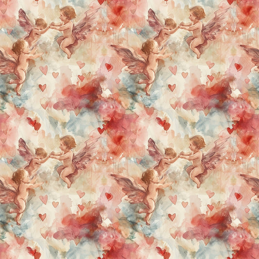 Valentines Cupids Pattern 8 Quilting Cotton Fabric