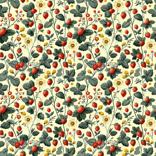 Vintage Strawberries Pattern 10 Quilting Cotton Fabric