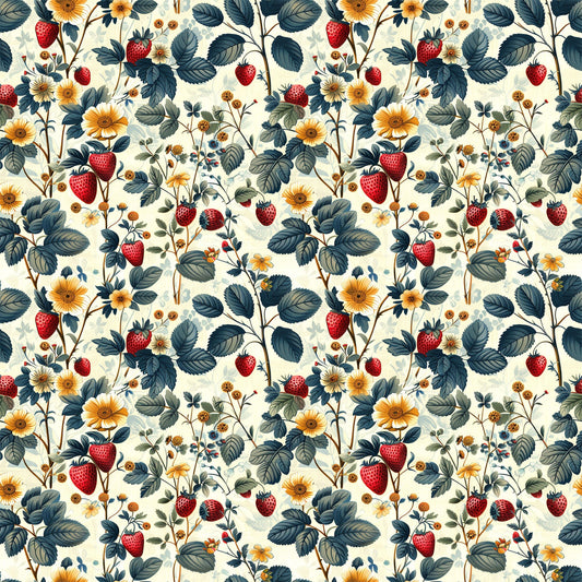 Vintage Strawberries Pattern 4 Quilting Cotton Fabric