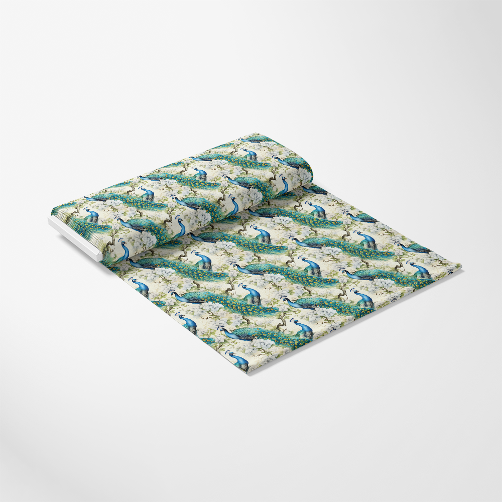 Watercolor Peacocks Pattern 1 Quilting Cotton Fabric