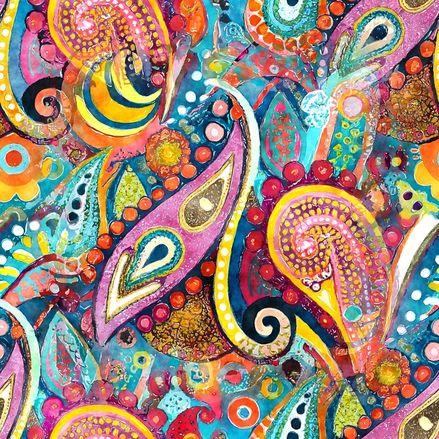 Watercolor Boho Patterns Pattern 11 Quilting Cotton Fabric