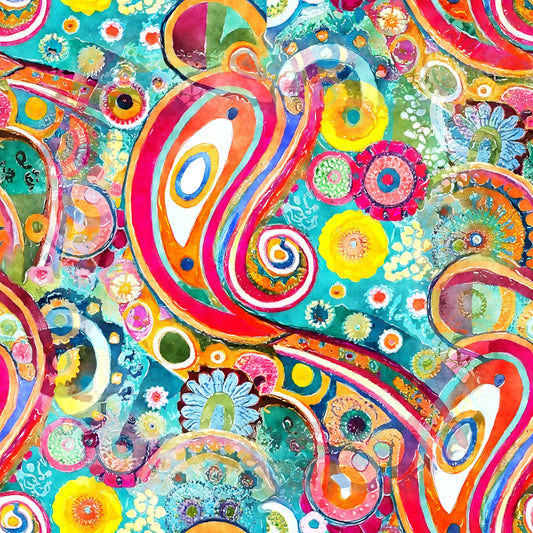 Watercolor Boho Patterns Pattern 1 Quilting Cotton Fabric