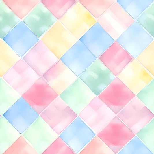 Watercolor Checkered Gingham Pattern 10 Quilting Cotton Fabric