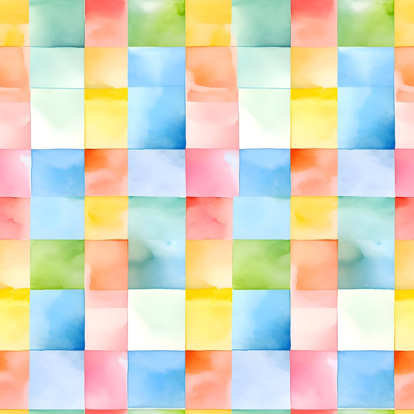 Watercolor Checkered Gingham Pattern 4 Quilting Cotton Fabric