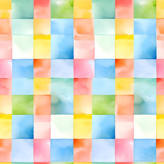 Watercolor Checkered Gingham Pattern 4 Quilting Cotton Fabric