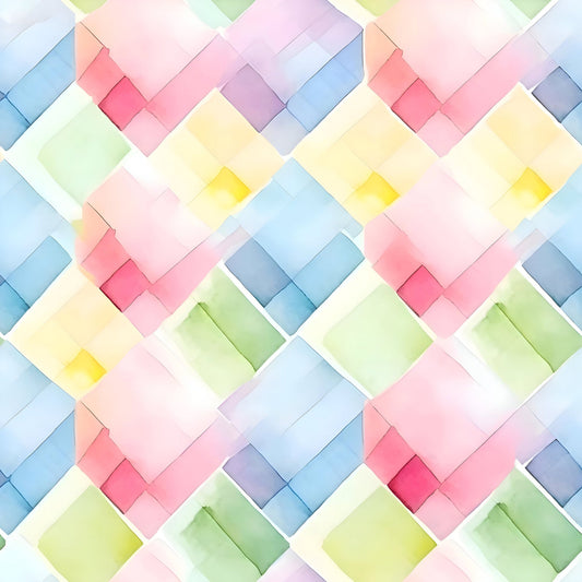 Watercolor Checkered Gingham Pattern 7 Quilting Cotton Fabric