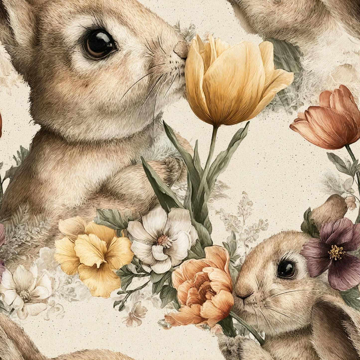 Watercolor Happy Easter Pattern 19 Quilting Cotton Fabric