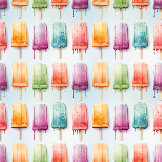 Watercolor Summer Popsicle Pattern 2 Quilting Cotton Fabric