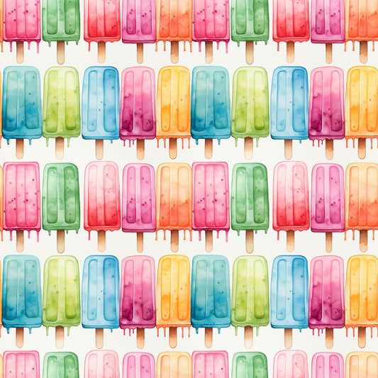 Watercolor Summer Popsicle Pattern 4 Quilting Cotton Fabric