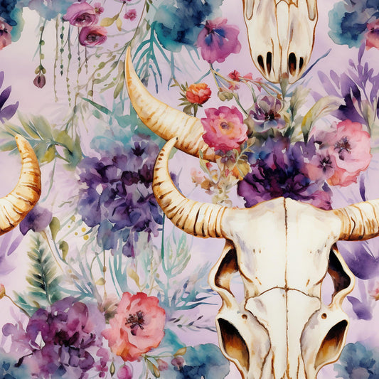 Western Bull Pattern 3 Quilting Cotton Fabric