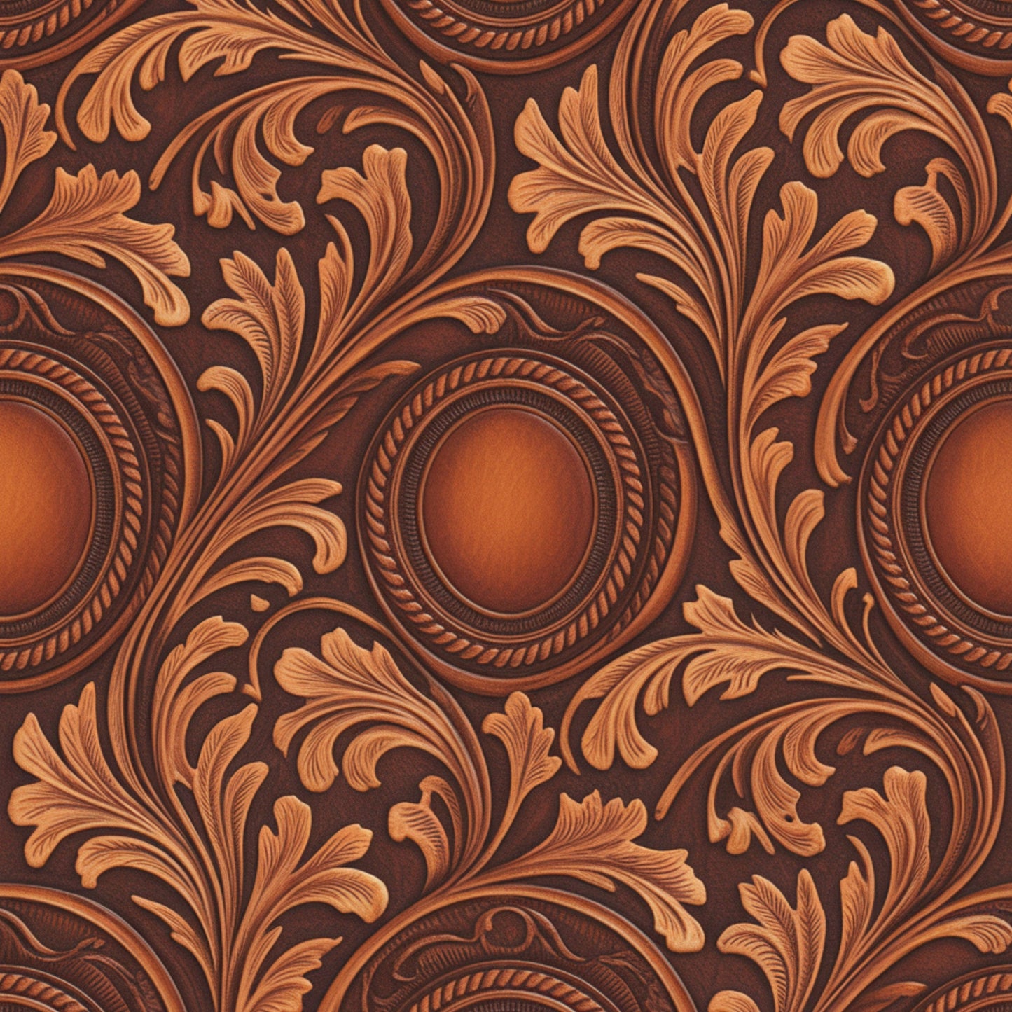 Western Tooled Leather Pattern 8 Quilting Cotton Fabric