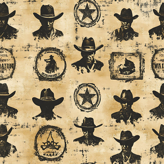 Wild West Wanted Signs Pattern 14 Quilting Cotton Fabric
