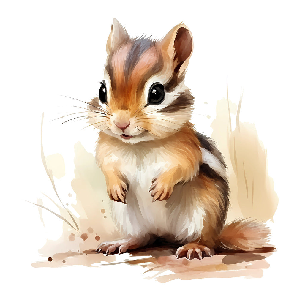 Woodland Baby Chipmunk 2 Fabric Panel featuring a detailed, soft illustration of an adorable chipmunk on a natural background.