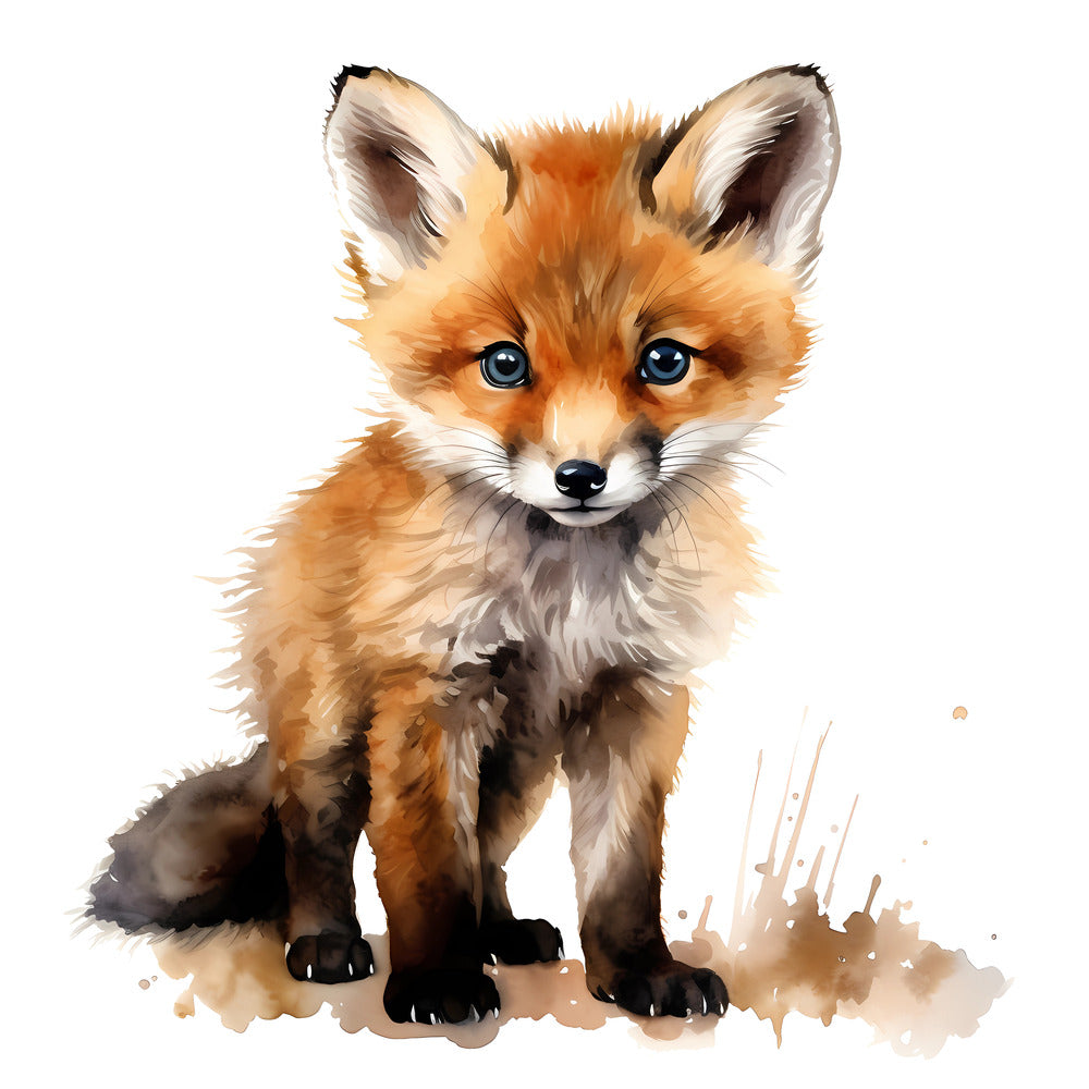 Woodland Baby Fox 3 Fabric Panel featuring a detailed baby fox illustration printed on premium quilting cotton.