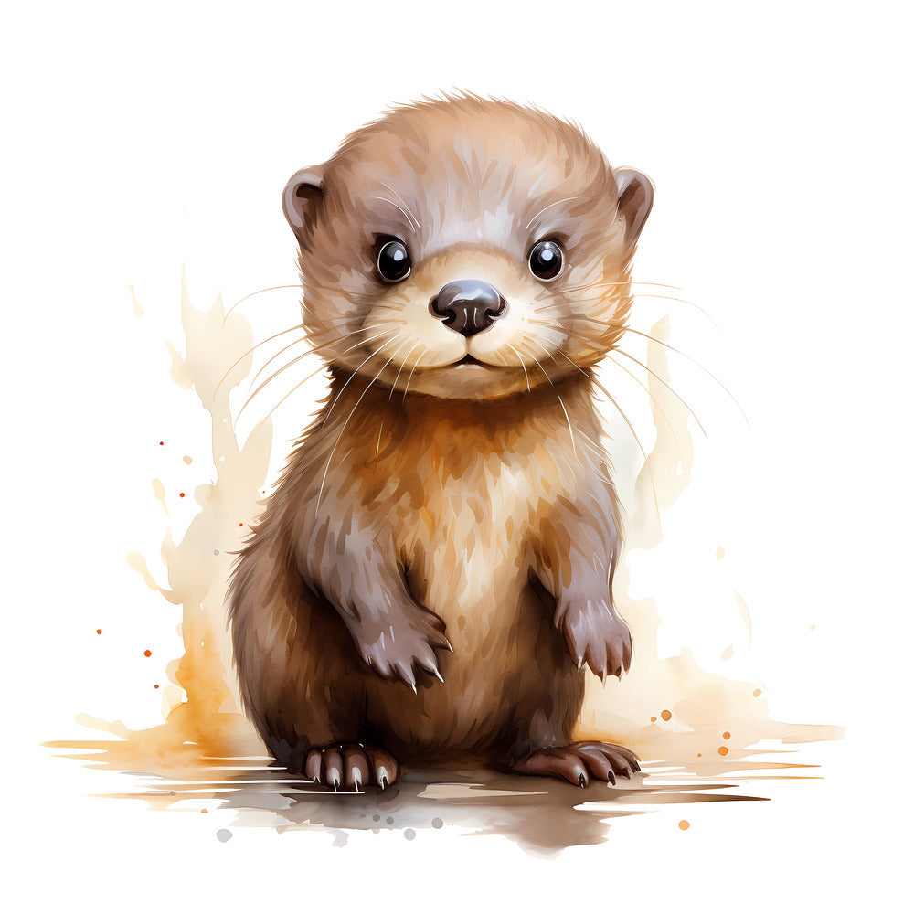 Woodland Baby Otter 2 Fabric Panel features a detailed, adorable baby otter illustration on premium quilting cotton.