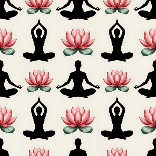 Yoga Poses Pattern 5 Quilting Cotton Fabric