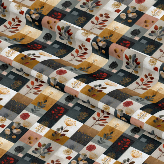 Boho Floral Patchwork Pattern 8 Quilting Cotton Fabric
