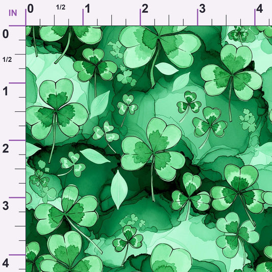 Alcohol Ink Shamrock Pattern 16 Minky Fabric