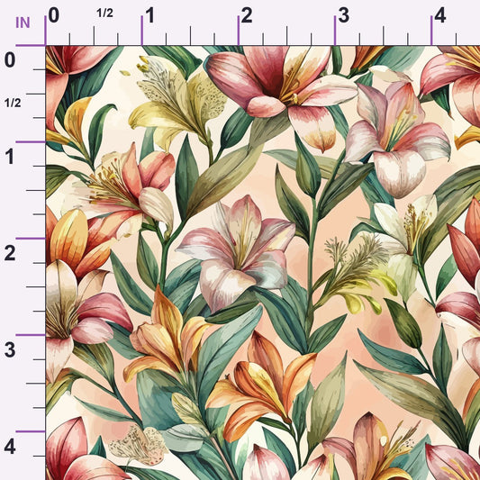 Art Nouveau Alstroemerias Pattern 2 Minky Fabric