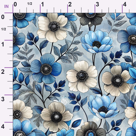 Art Nouveau Anemones Pattern 2 Minky Fabric