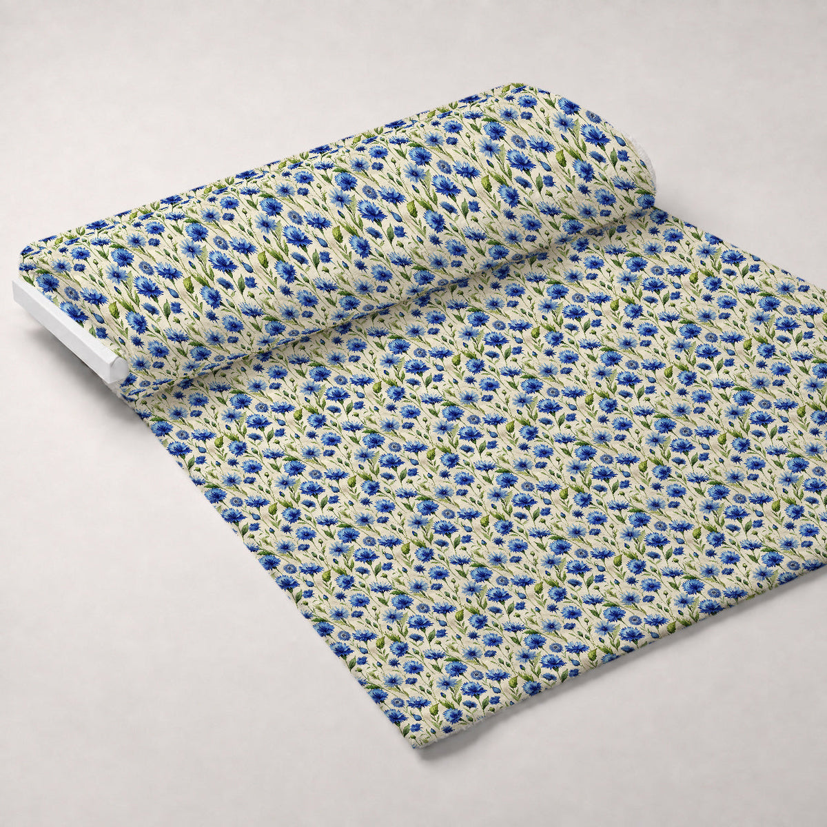 Art Nouveau Blue Cornflowers Pattern 2 Minky Fabric