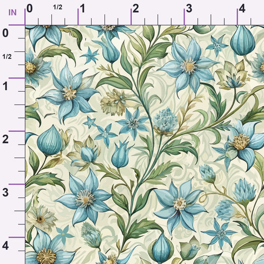 Art Nouveau Borage Flowers Pattern 1 Minky Fabric