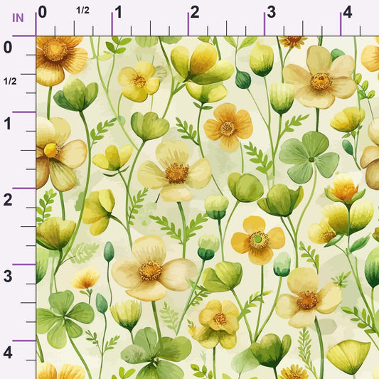 Art Nouveau Buttercups Pattern 4 Minky Fabric