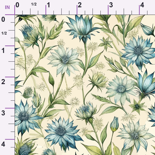Art Nouveau Chicory Blossoms Pattern 1 Minky Fabric