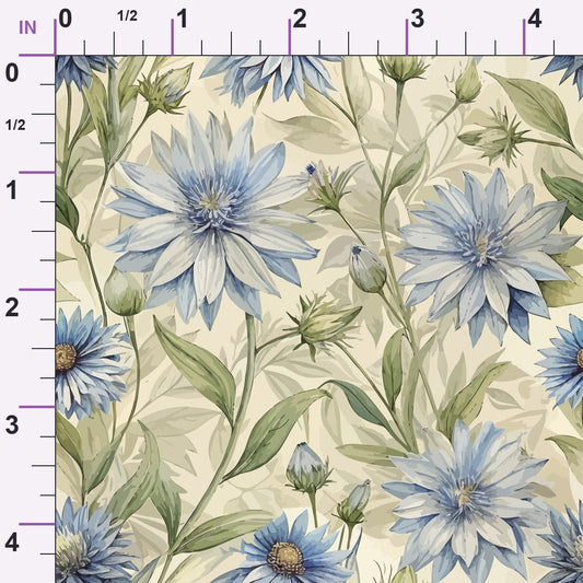 Art Nouveau Chicory Flowers Pattern 2 Minky Fabric