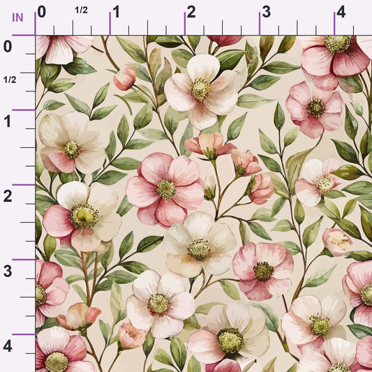 Art Nouveau Cistus Flowers Pattern 1 Minky Fabric