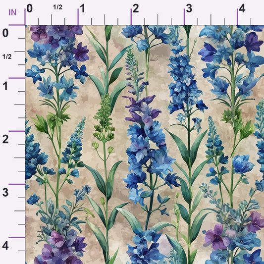 Art Nouveau Delphiniums Pattern 2 Minky Fabric