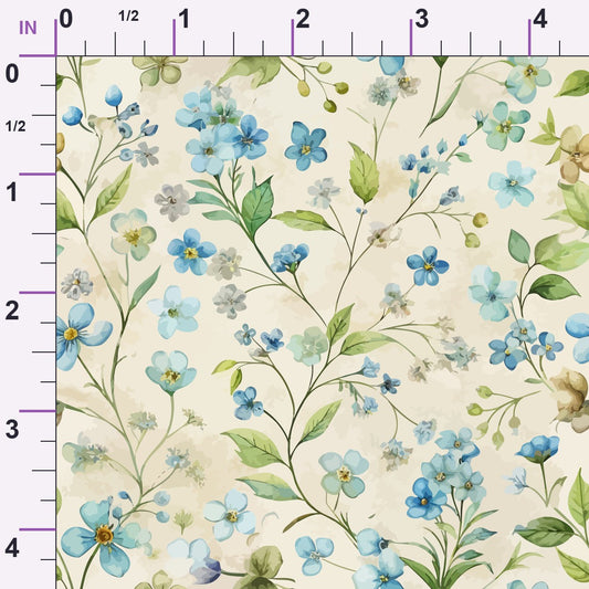Art Nouveau Forget Me Nots Pattern 1 Minky Fabric