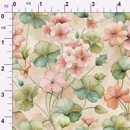 Art Nouveau Geraniums Pattern 2 Minky Fabric