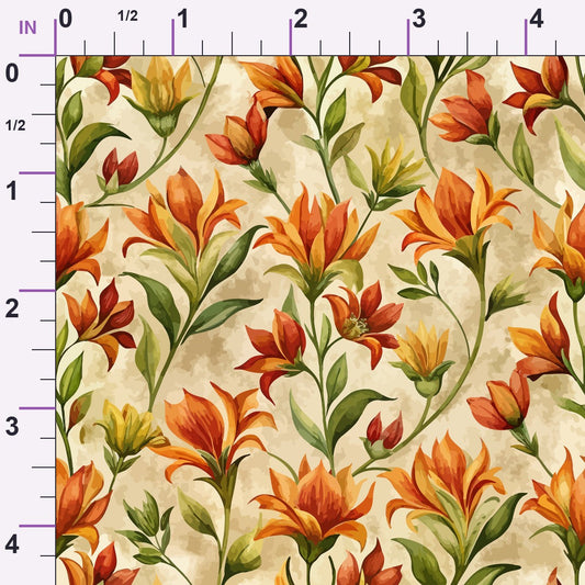 Art Nouveau Indian Paintbrush Flowers Pattern 1 Minky Fabric