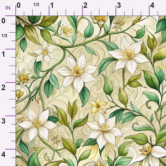 Art Nouveau Jasmine Vines Pattern 2 Minky Fabric