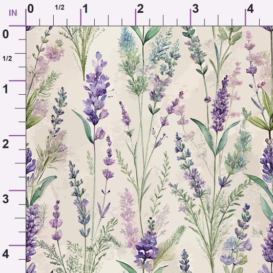 Art Nouveau Lavender Sprigs Pattern 2 Minky Fabric