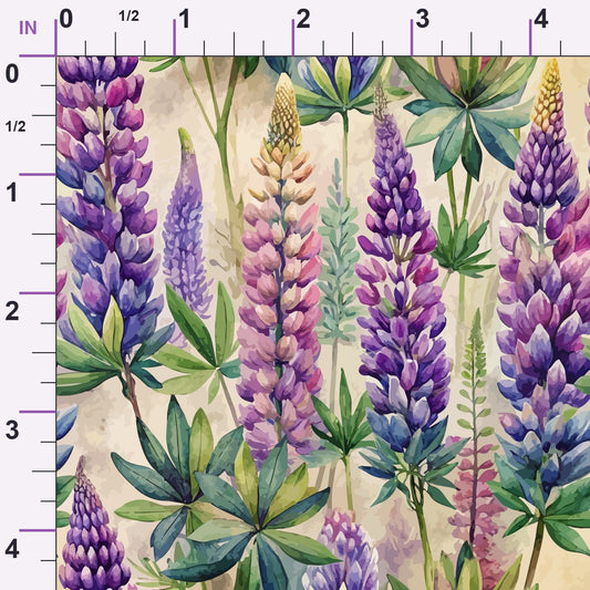 Art Nouveau Lupine Flowers Pattern 1 Minky Fabric