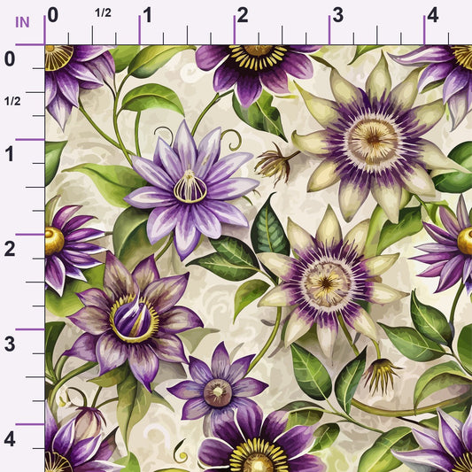 Art Nouveau Passionflowers Pattern 1 Minky Fabric