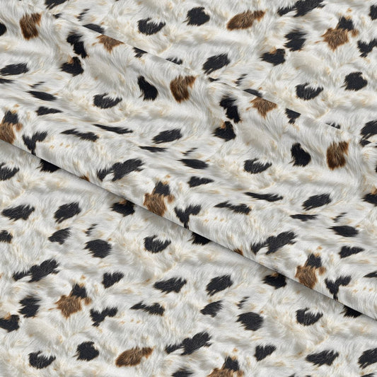 Bold Brown and White Cow Pattern 13 Quilting Cotton Fabric